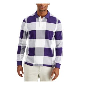 CLUBROOM Mens Purple Gingham Polo M
